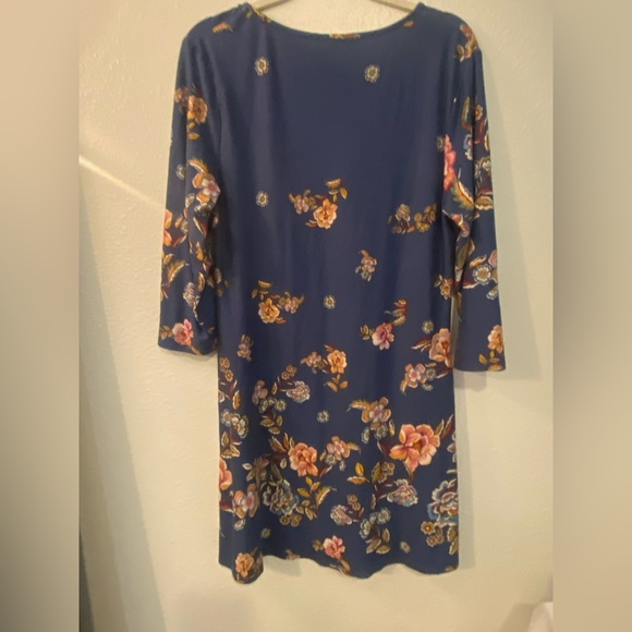 The‎ Pioneer Woman Navy Floral Long Sleeve Midi Dress size Large - Picture 2 of 5